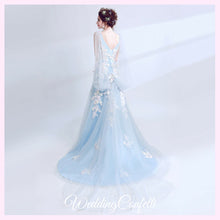 Load image into Gallery viewer, The Mikayla Allure Blue Sleeveless Gown - WeddingConfetti