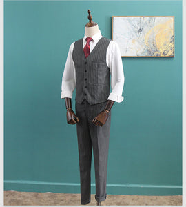 Brendon Groom Men's Brown / Grey / Black Suit Jacket, Vest and Pants (3 Piece) - WeddingConfetti