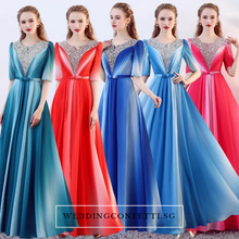 Load image into Gallery viewer, The Octavia Fuschia / Red / Green / Blue Long Sleeves Ombre Dress - WeddingConfetti