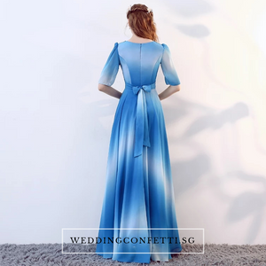 The Octavia Fuschia / Red / Green / Blue Long Sleeves Ombre Dress - WeddingConfetti