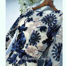 Load image into Gallery viewer, The Ophelia Blue Long Sleeve Lace Dress - WeddingConfetti