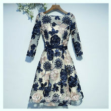 Load image into Gallery viewer, The Ophelia Blue Long Sleeve Lace Dress - WeddingConfetti