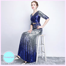 Load image into Gallery viewer, The Pandora Long Sleeves Glitter Sequins Yellow / Red / Blue Gown / Dress - WeddingConfetti