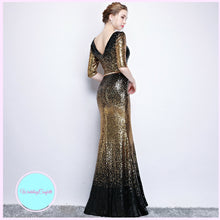 Load image into Gallery viewer, The Pandora Long Sleeves Glitter Sequins Yellow / Red / Blue Gown / Dress - WeddingConfetti