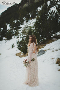The Liezel Bohemian Wedding Long Sleeves Gown - WeddingConfetti