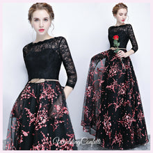 Load image into Gallery viewer, The Rozalia Floral Black Long Sleeves Gown - WeddingConfetti