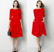 Load image into Gallery viewer, The Karen Black / Red Mid Sleeves Short Dress - WeddingConfetti