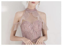 Load image into Gallery viewer, The Nikae Pink Halter Tulle Gown