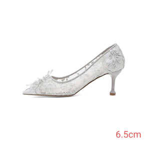 The Leily Grey Lace Heels