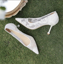 Load image into Gallery viewer, The Leila Wedding Lace White Heels