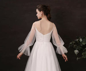 The Noval Wedding Bridal Illusion Sleeves Gown