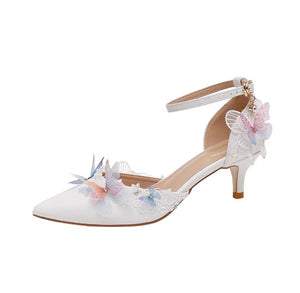 The Floral Edition - The Elisa White Butterfly Heels