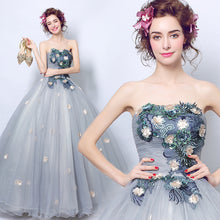 Load image into Gallery viewer, The Narindia Grey 3D floral Tube Long Gown - WeddingConfetti