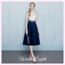 Load image into Gallery viewer, The Tabitha White Navy Blue Dress (Available in Different Lengths) - WeddingConfetti