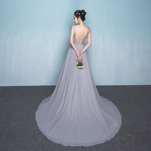 The Celia Grace Grey Lace Sleeveless Gown - WeddingConfetti