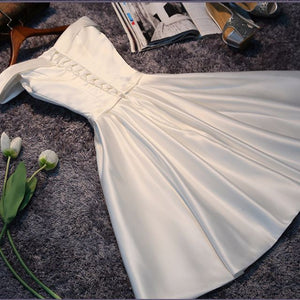 The Charlize White / Beige / Pink Off Shoulder Satin Dress - WeddingConfetti