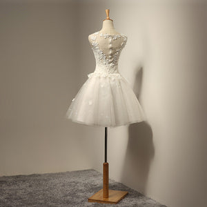 The Teselly  White Sleeveless Short Tulle Dress - WeddingConfetti
