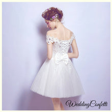 Load image into Gallery viewer, The Jayley Off Shoulder Short Dress - WeddingConfetti