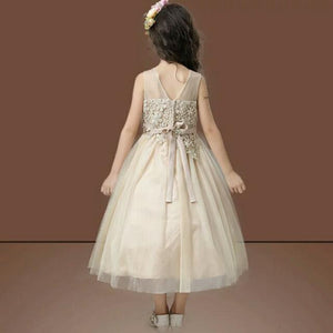 The Olivia Champagne Flower Girl Dress - WeddingConfetti