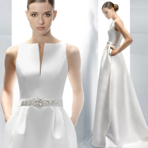 The Roxanda Wedding Bridal Satin Gown (Customisable) - WeddingConfetti