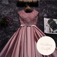 Load image into Gallery viewer, The Patrina Cap Sleeves Gold / Grey / Blue / Purple / Red / Pink Lace Gown Dress - WeddingConfetti