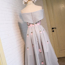 Load image into Gallery viewer, The Pentulia Tulle Off Shoulder Grey / White / Black Floral Gown - WeddingConfetti