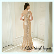 Load image into Gallery viewer, The Erinsa Gold Sleeveless Evening Gown - WeddingConfetti