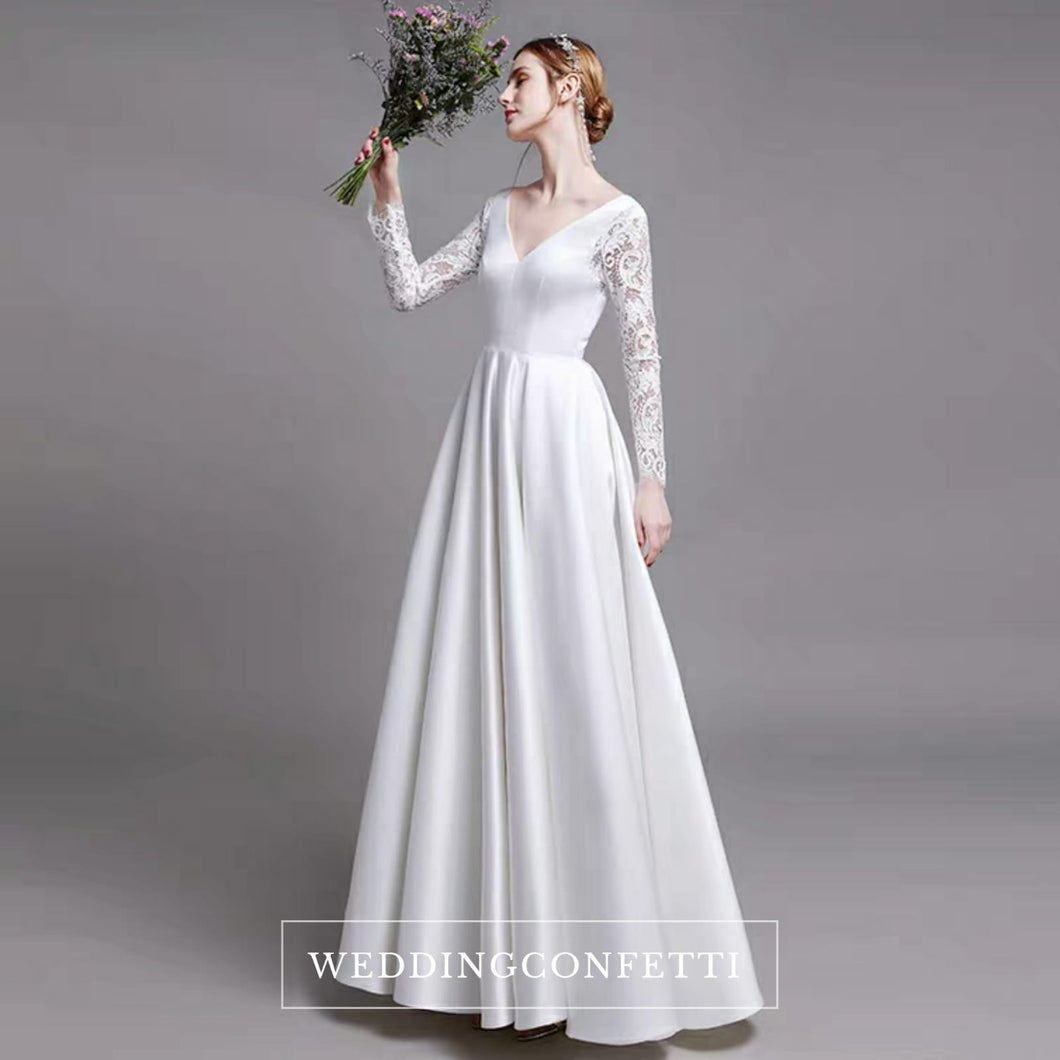The Heatherly Wedding Bridal Illusion Sleeve Lace Gown - WeddingConfetti