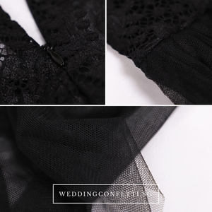 The Veronica Black Cap Sleeves Gown - WeddingConfetti