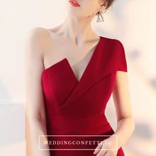 Load image into Gallery viewer, The Claudine One Shoulder Red / Black / White Gown With Slit - WeddingConfetti