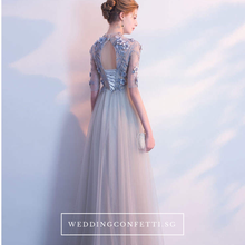 Load image into Gallery viewer, The Sarah Grey Long Sleeves Lace Gown - WeddingConfetti