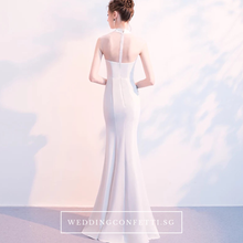 Load image into Gallery viewer, The Marisa Mandarin Collar White / Red / Black Sleeveless Gown - WeddingConfetti