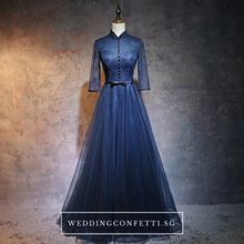 Load image into Gallery viewer, The Dacia Blue Long Sleeves Gown - WeddingConfetti