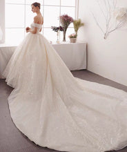 Load image into Gallery viewer, The Ristelle Wedding Bridal Sequined Off Shoulder Gown - WeddingConfetti