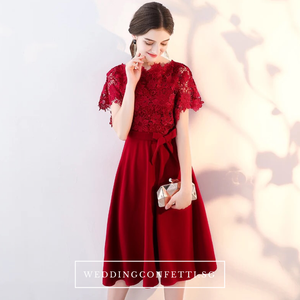 The Melinda Black / Red / Wine Red Lace Gown - WeddingConfetti