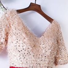 Load image into Gallery viewer, The Annabella Red And Champagne Short Sleeves Dress - WeddingConfetti