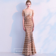 Load image into Gallery viewer, The Anna Bronze Cold Shoulder Dress - WeddingConfetti