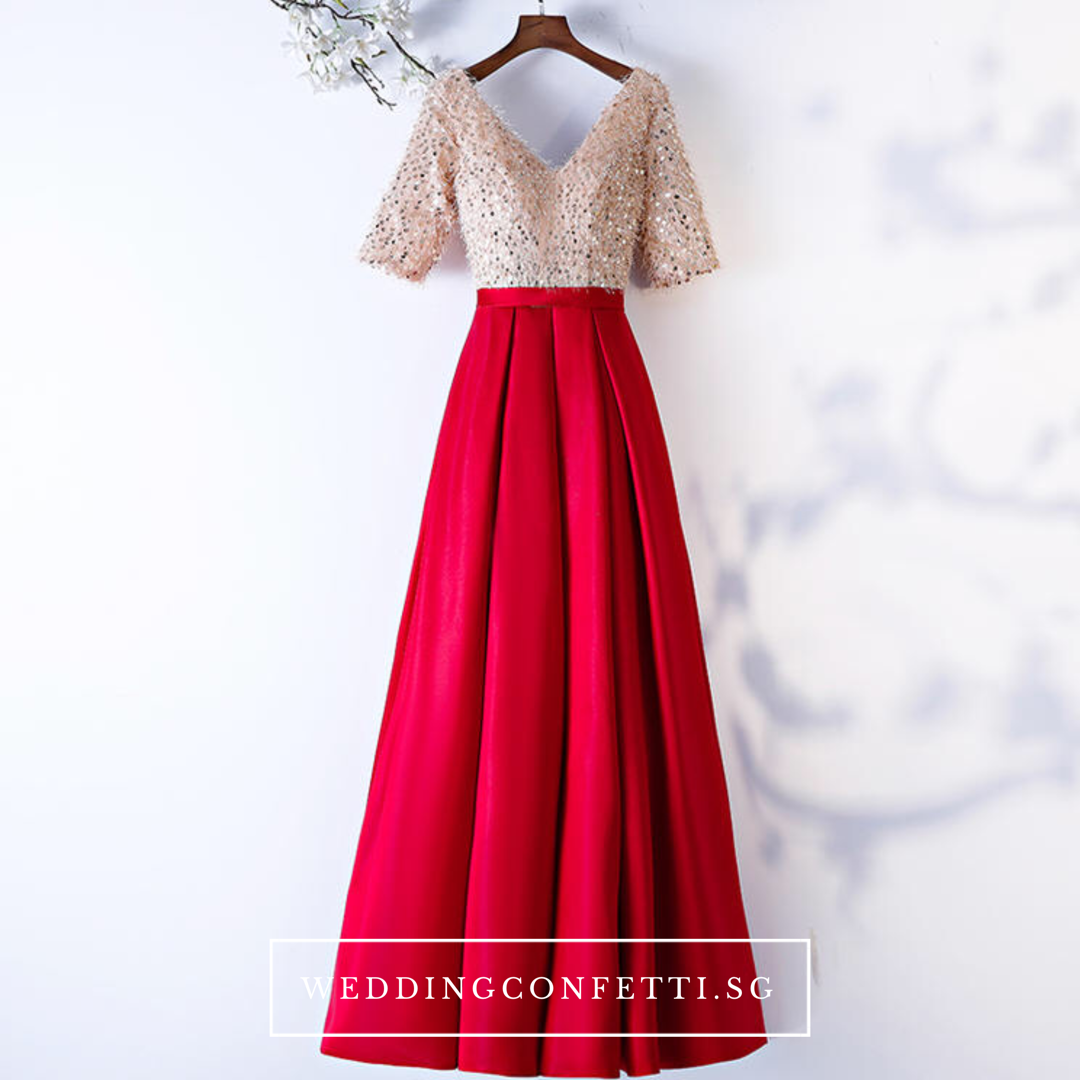 Gold and red sales prom dress