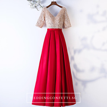 Load image into Gallery viewer, The Annabella Red And Champagne Short Sleeves Dress - WeddingConfetti