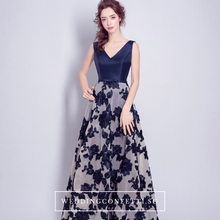 Load image into Gallery viewer, The Joanna Blue Lace Sleeveless Gown - WeddingConfetti