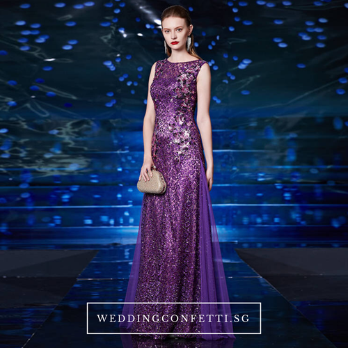 The Bevin Purple Sleeveless Dress - WeddingConfetti