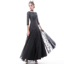Load image into Gallery viewer, The Marleigh Long Sleeve Black/Blue/Silver Gown - WeddingConfetti