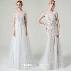 The Lorende Wedding Bridal Sleeveless Gown with Detachable Train - WeddingConfetti