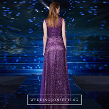 Load image into Gallery viewer, The Bevin Purple Sleeveless Dress - WeddingConfetti