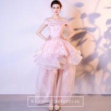 Load image into Gallery viewer, The Felicia Pink High Low Off Shoulder Dress - WeddingConfetti