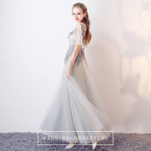 Load image into Gallery viewer, The Cassy Light Grey Cape Sleeves Dress - WeddingConfetti