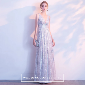 The Marilyn Glitter Silver / Black Sleeveless Gown - WeddingConfetti