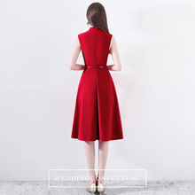 Load image into Gallery viewer, The Wendy Structured A-line Black / Red Midi Dress - WeddingConfetti