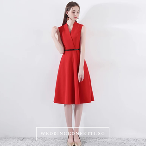 The Wendy Structured A-line Black / Red Midi Dress WeddingConfetti The Wendy Structured A-line Black / Red Midi Dress WeddingConfetti