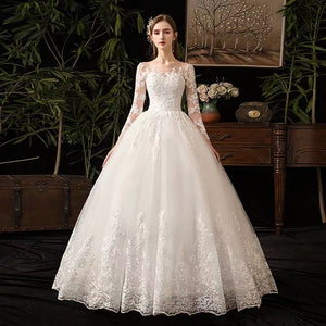 The Quentine Wedding Bridal Illusion Long Sleeves Gown - WeddingConfetti
